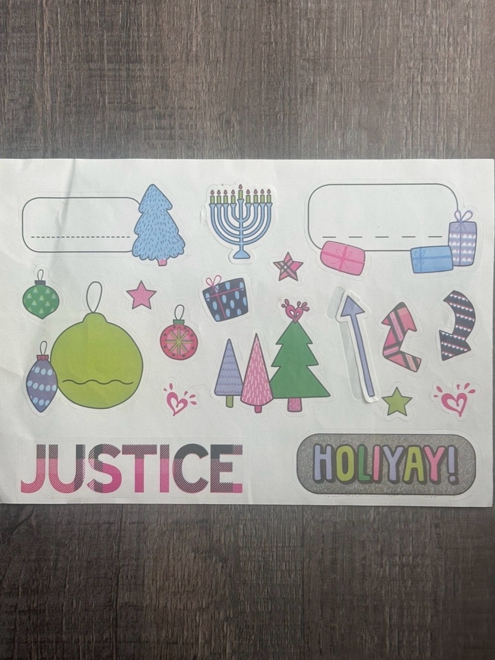 💞 Justice Christmas & Hanukkah Winter Holiday Scrapbook Craft Sticker Sheet